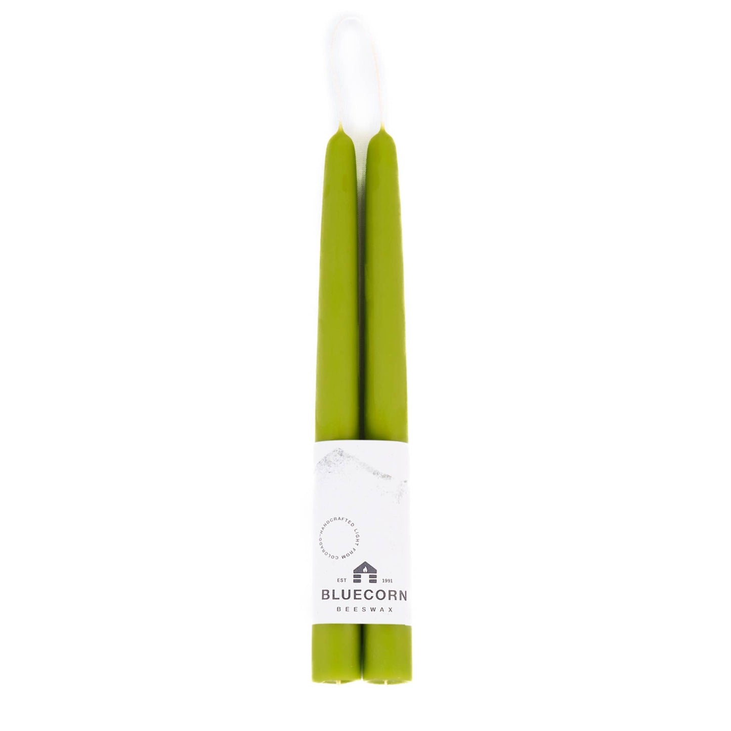 Pair of Hand-Dipped Beeswax Taper Candles: 8" / Ivory Bluecorn Candles