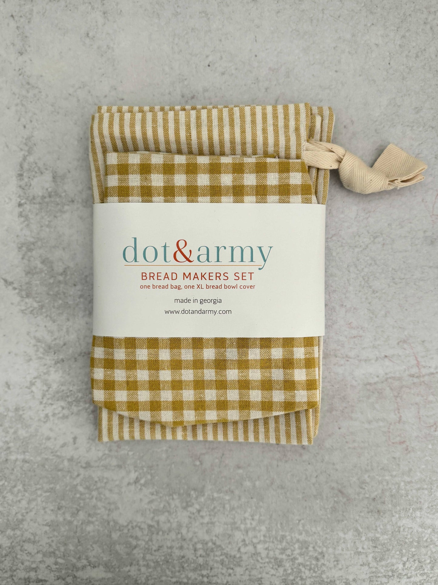 Stripe and Check Bread Makers Set, bread bag & bowl cover Dot and Army