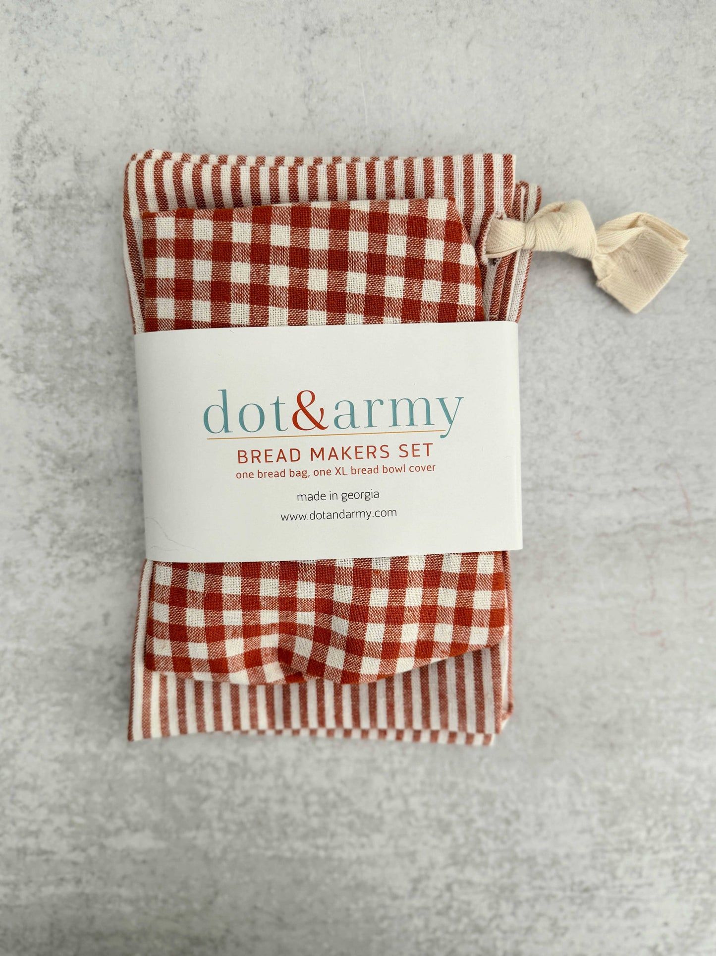 Stripe and Check Bread Makers Set, bread bag & bowl cover Dot and Army