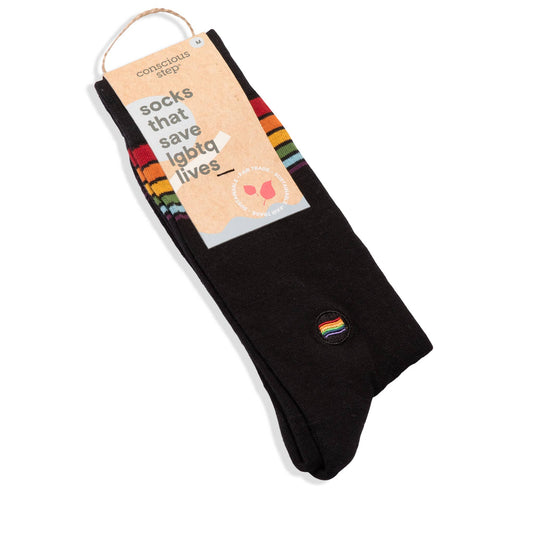 Socks that Save LGBTQ Lives (Classic Rainbow Stripe) Conscious Step
