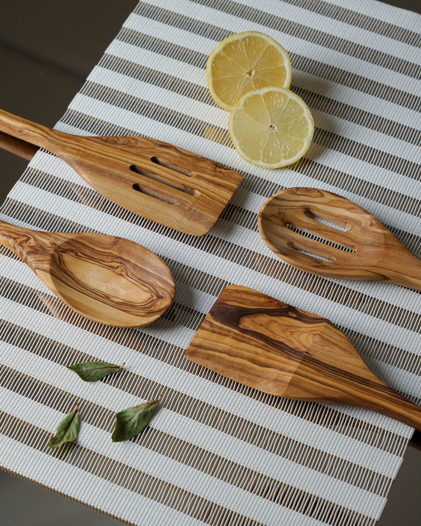 Handcrafted 5-Piece Olive Wood Kitchen Utensil Set Handcrafted Olivewood