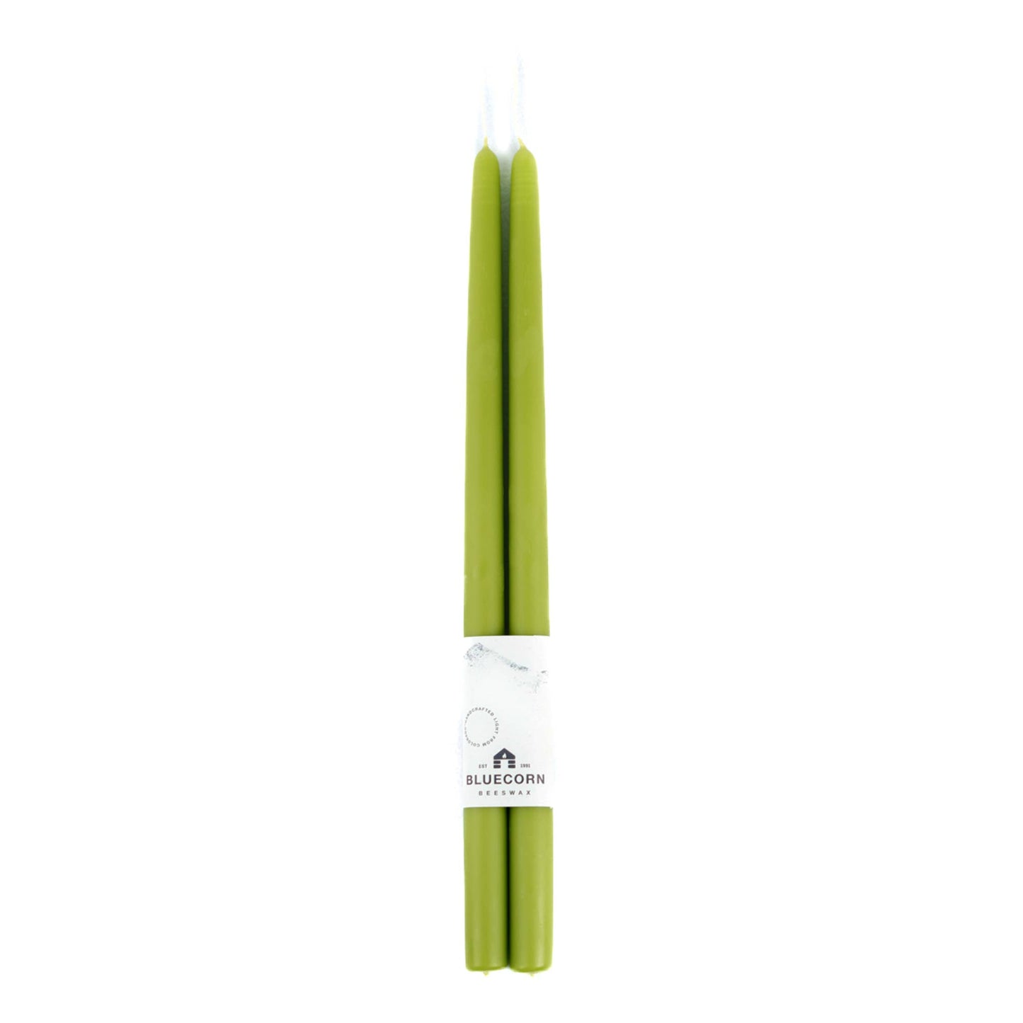 Pair of Hand-Dipped Beeswax Taper Candles: 8" / Ivory Bluecorn Candles