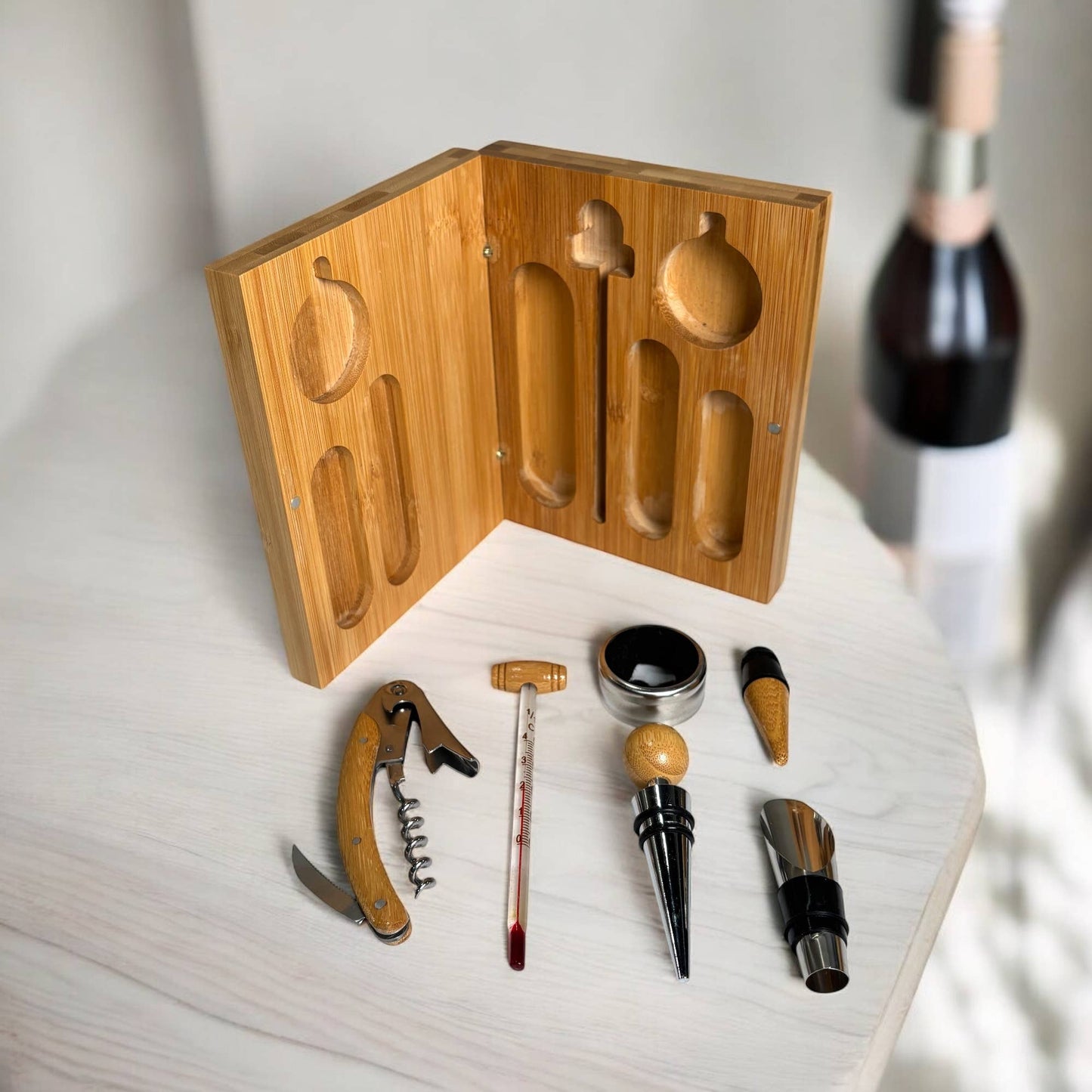 Bamboo Wine Tool Set in Bamboo Box Bamboo Switch