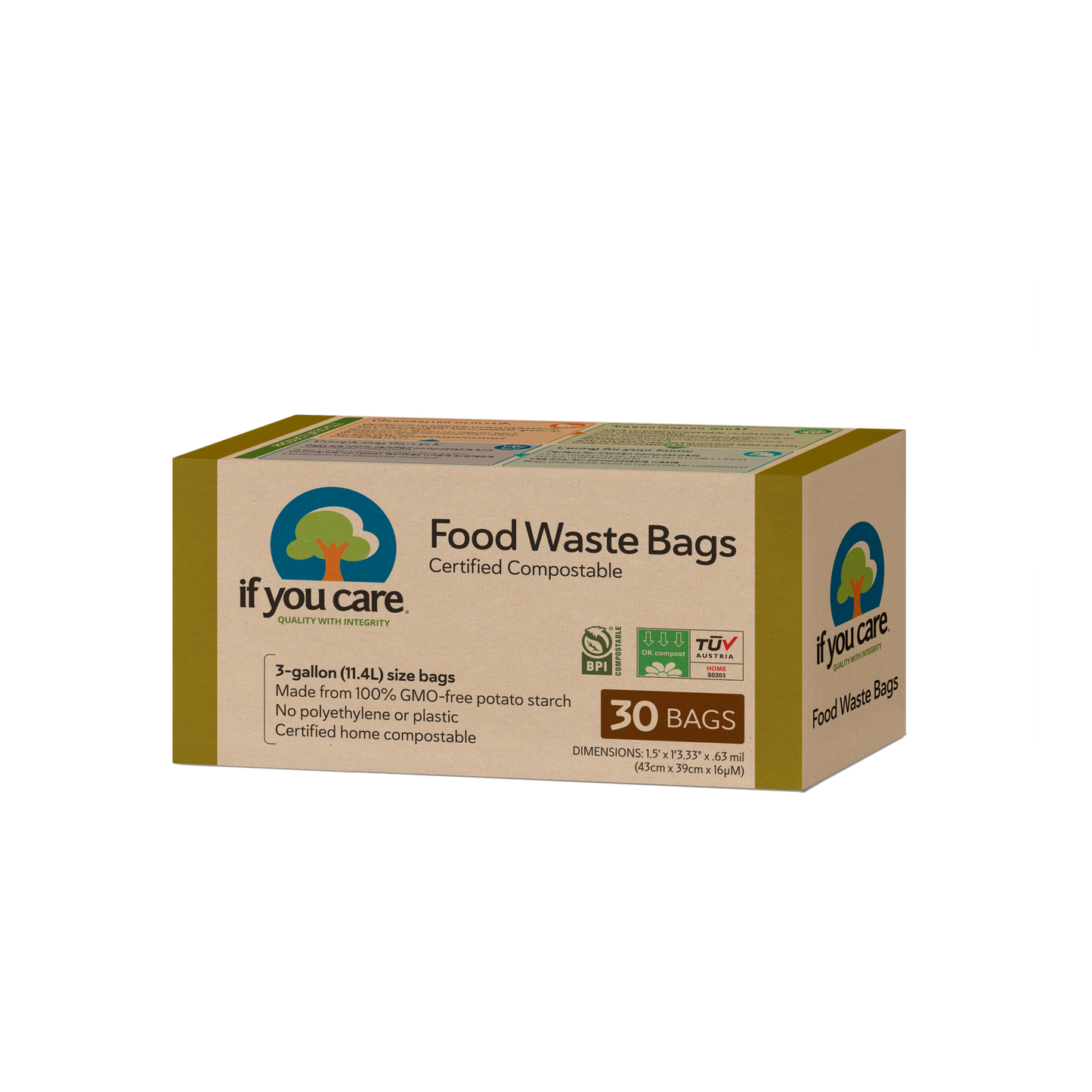 If You Care - 3 Gallon Certified Compostable Food Waste Bags If You Care