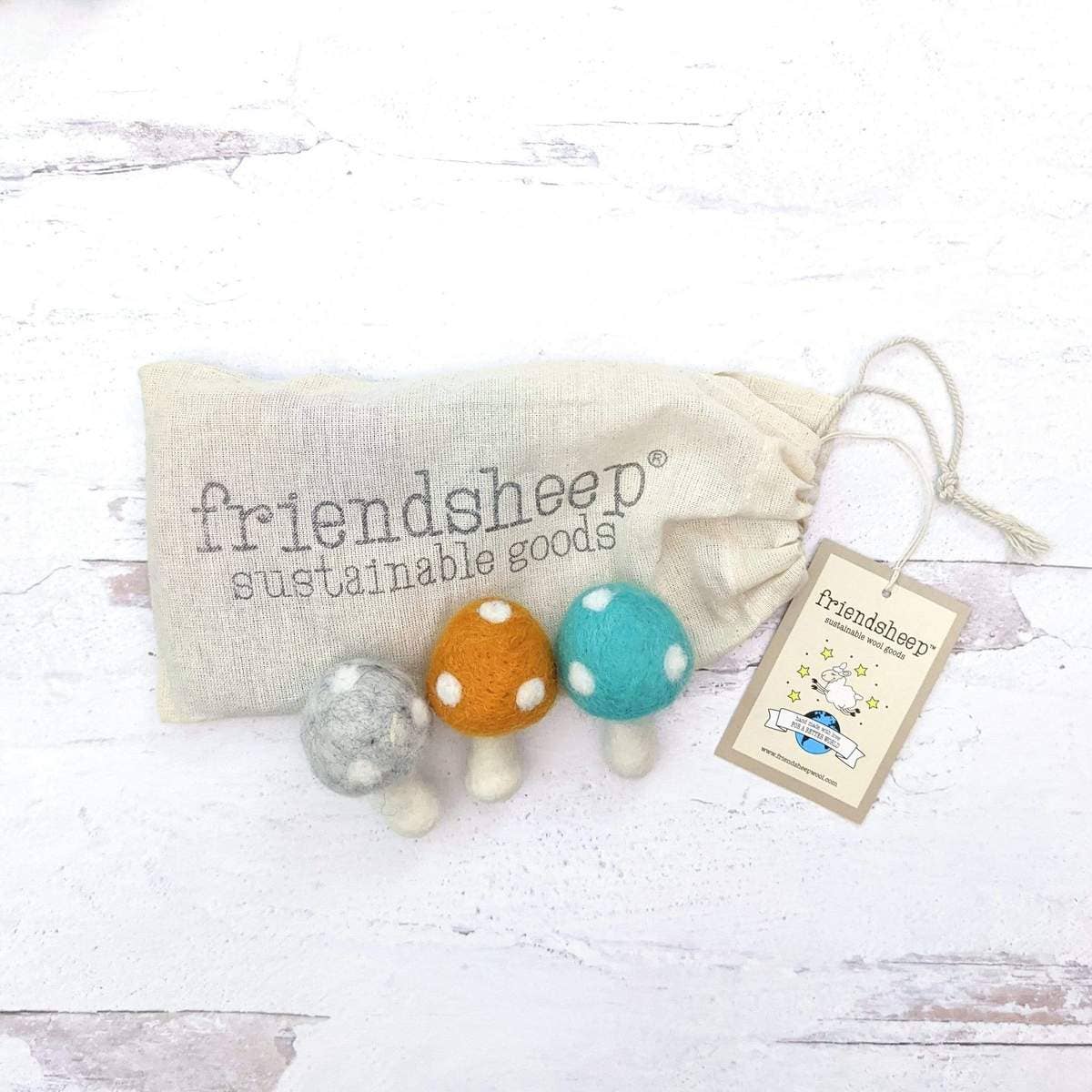 Fall Mushrooms Eco Toys/Fresheners - Set of 3: PACKAGE FREE Friendsheep