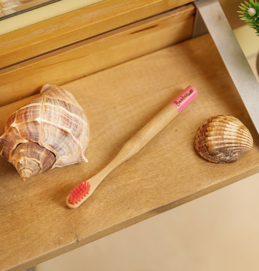 Bamboo Kids Toothbrush - Eco-Friendly Soft Bristles with Biodegradable Handle Bamboo Switch