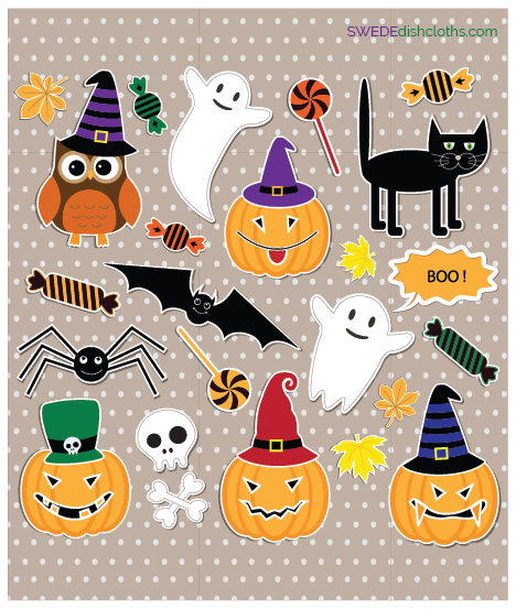 SWEDEdishcloths - Swedish Dishcloth Halloween Collage Spongecloth SWEDEdishcloths