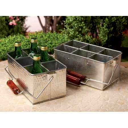 India Handicrafts Inc - Galvanized Caddy Asst 2, 4 India Handicrafts Inc