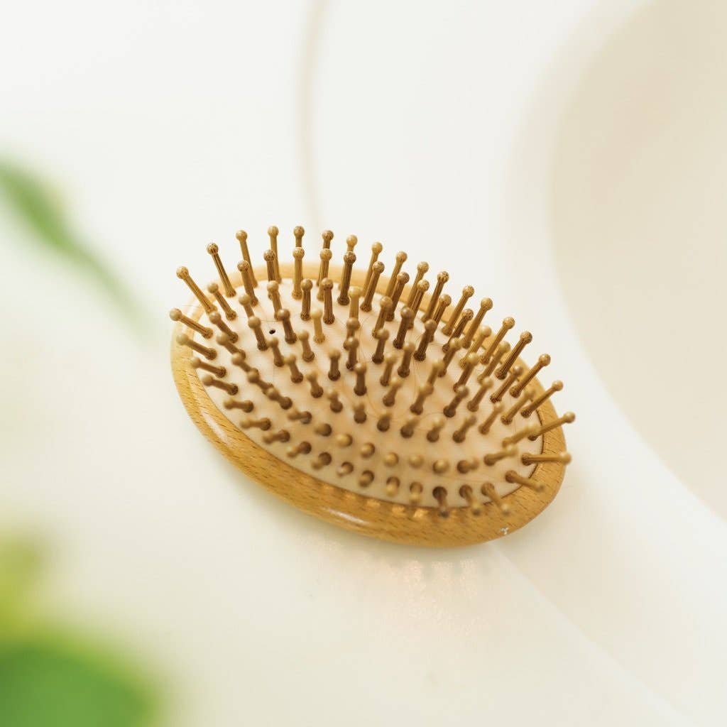 Bamboo Travel Compact Hairbrush Bamboo Switch