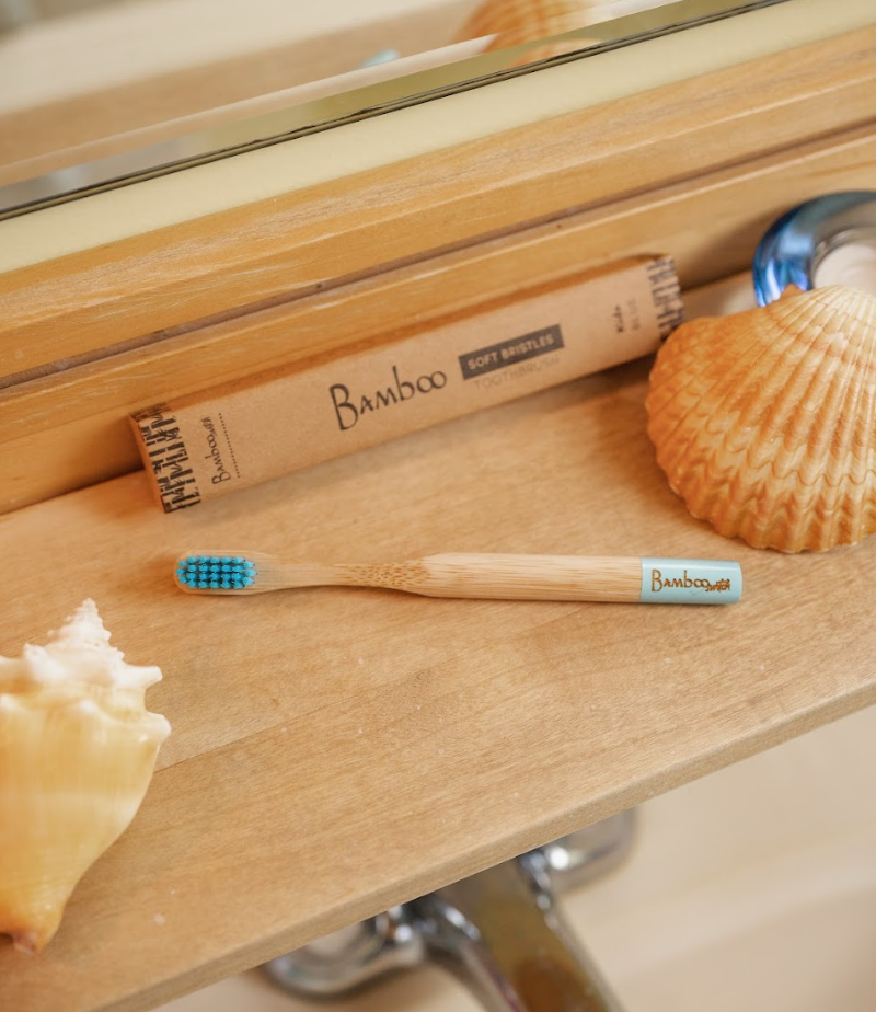Bamboo Kids Toothbrush - Eco-Friendly Soft Bristles with Biodegradable Handle Bamboo Switch