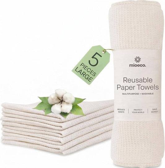 MioEco Unpaper Towels Organic Cotton Reusable Large 5 Pack MioEco