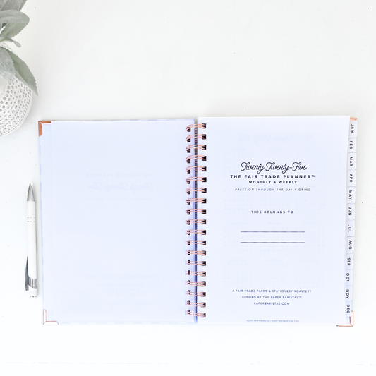 2025 Planner | Plaid Blue Monthly Weekly Sustainable Planner Paper Baristas