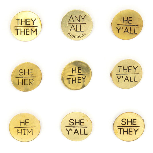 Pronoun Pins - Brass Fair Anita