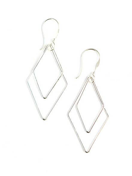 Rhombus Dangle Earrings - Silver Fair Anita