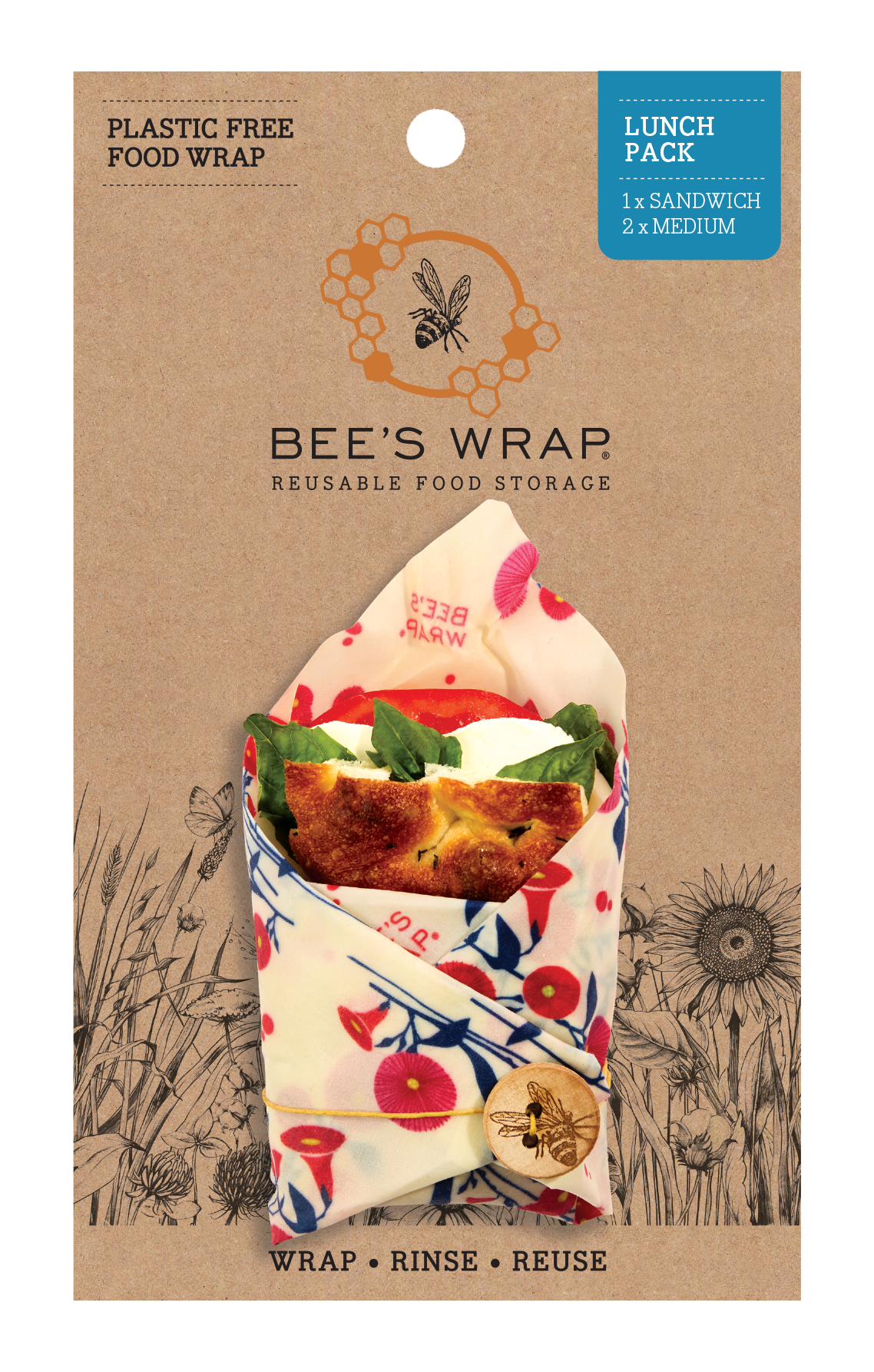 Bee's Wrap - New! The Lunch Pack - Full Bloom Bee's Wrap