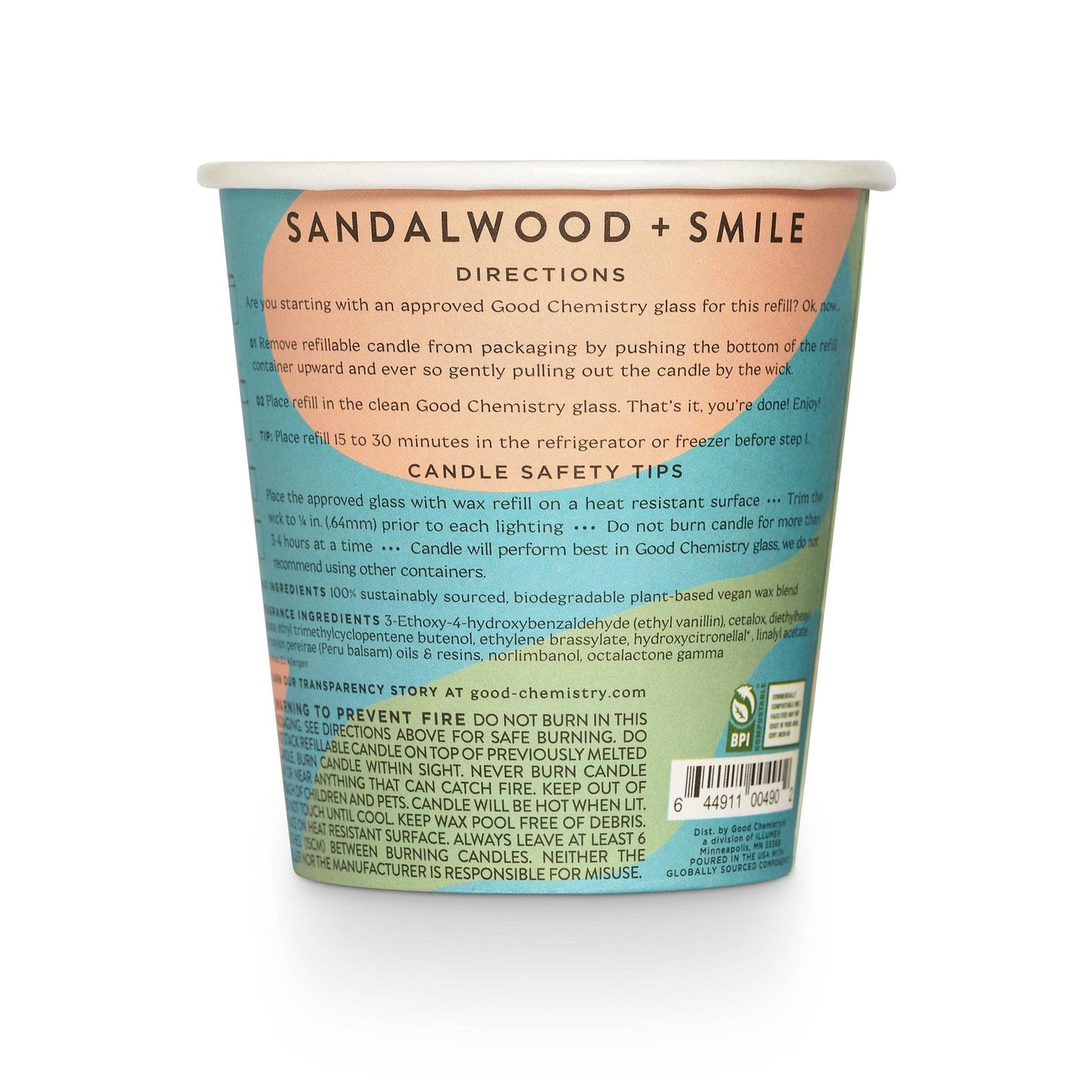 Sandalwood + Smile Biodegradable Candle Refill Good Chemistry