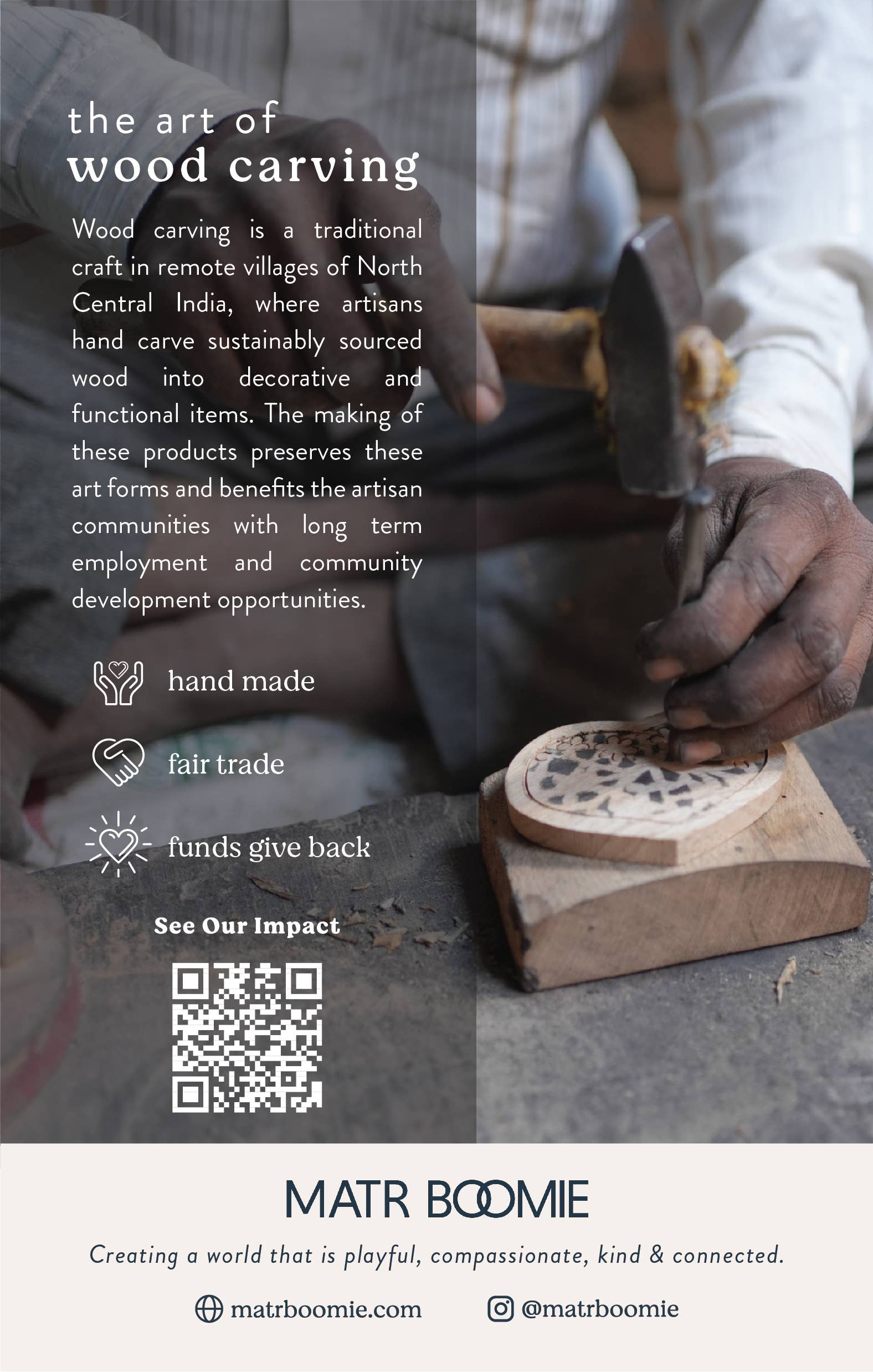 Bhakti Vine Incense Holder - Carved Wood, Fair Trade Matr Boomie Fair Trade