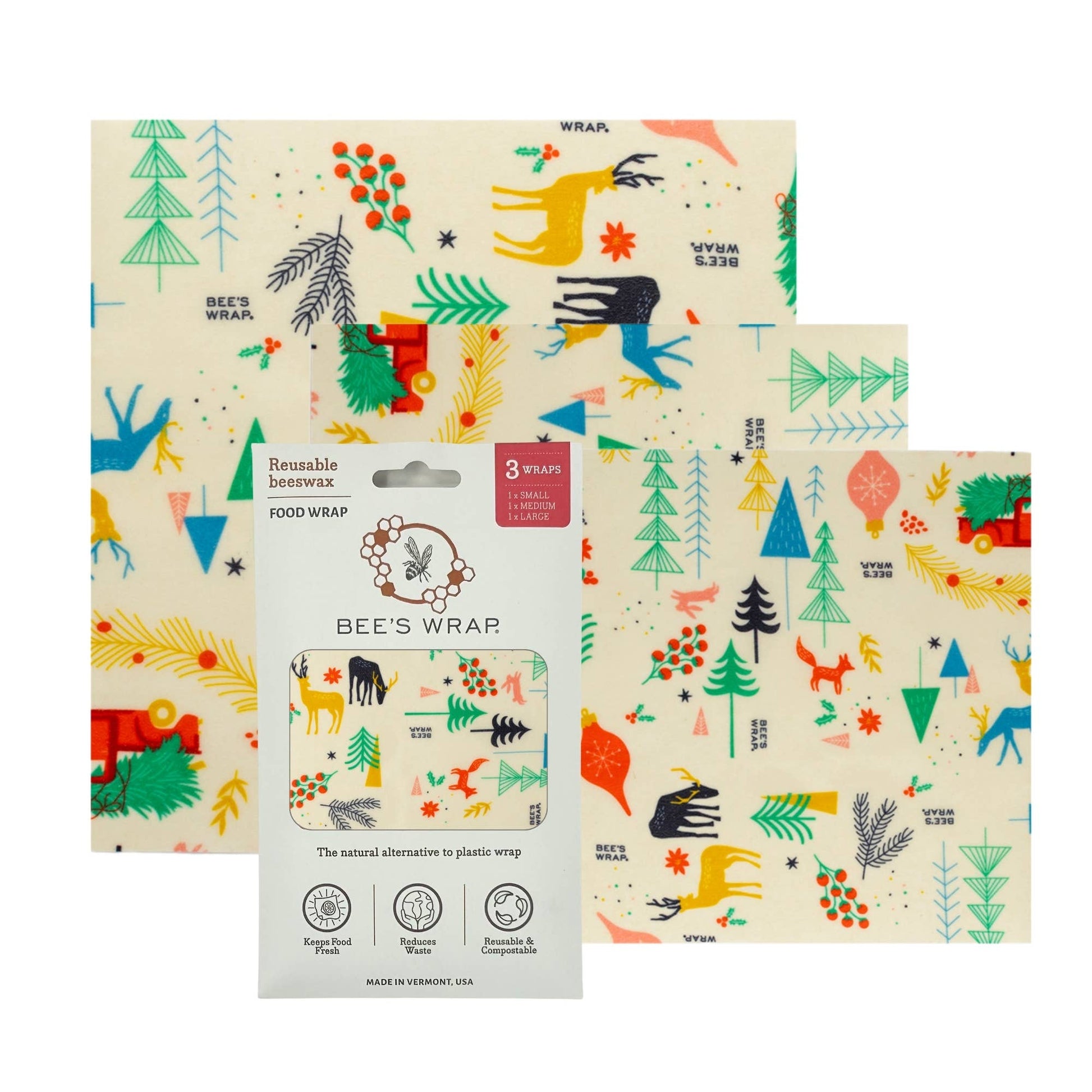Winter Wonderland Assorted 3 Pack, Reusable Food Wraps Bee's Wrap