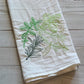 SewMuchMoreStore - Herbs Tea Towel - Embroidered Floursack Towel: Multi Greens / HANGING HOOK SewMuchMoreStore