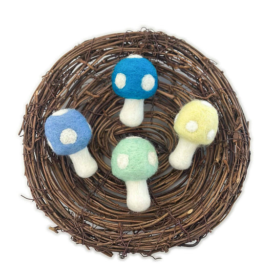 Yellow Blue Mushrooms Felt Wool Eco Pet Toys Fresheners BULK Friendsheep
