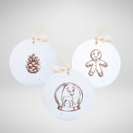 Plantable Seed Gift Tags / Ornaments Set of 3: Winter Woodsy Paper Baristas