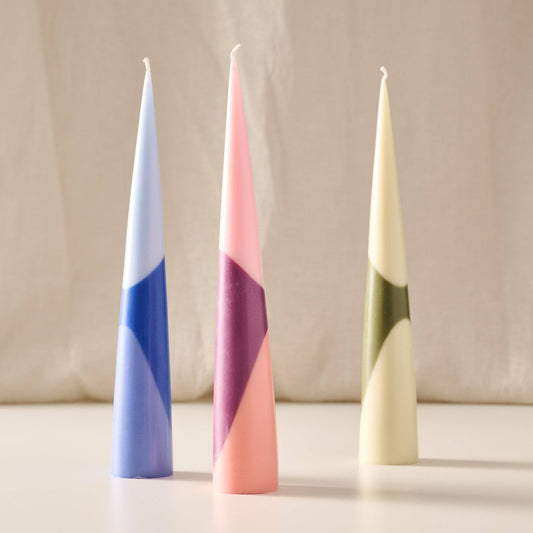 Esuk Blue Tone Striped Palm Wax Cone Candle