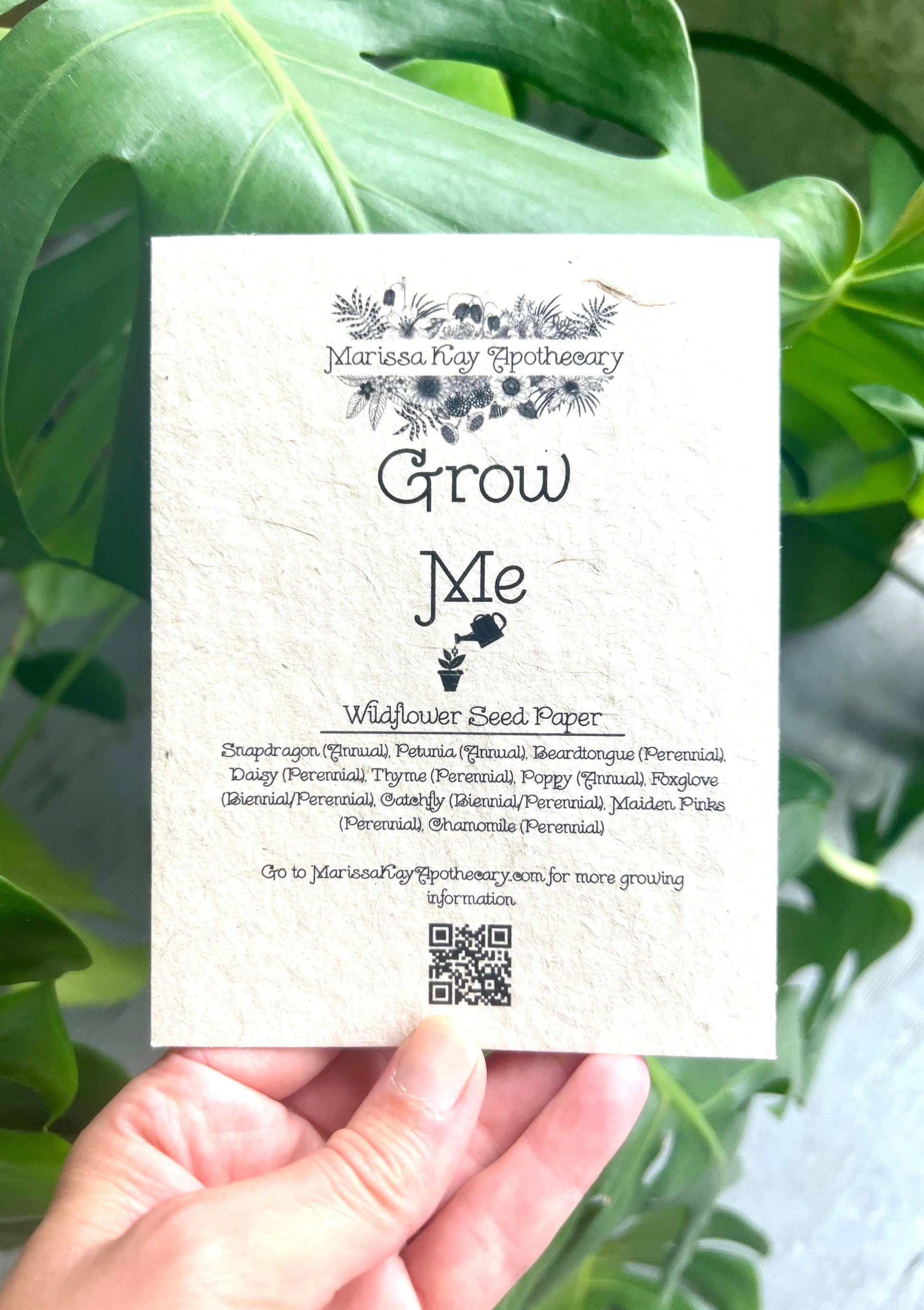 Marissa Kay Apothecary - Plantable Seed Card || Zero Waste || Supports Women MVW55 Marissa Kay Apothecary