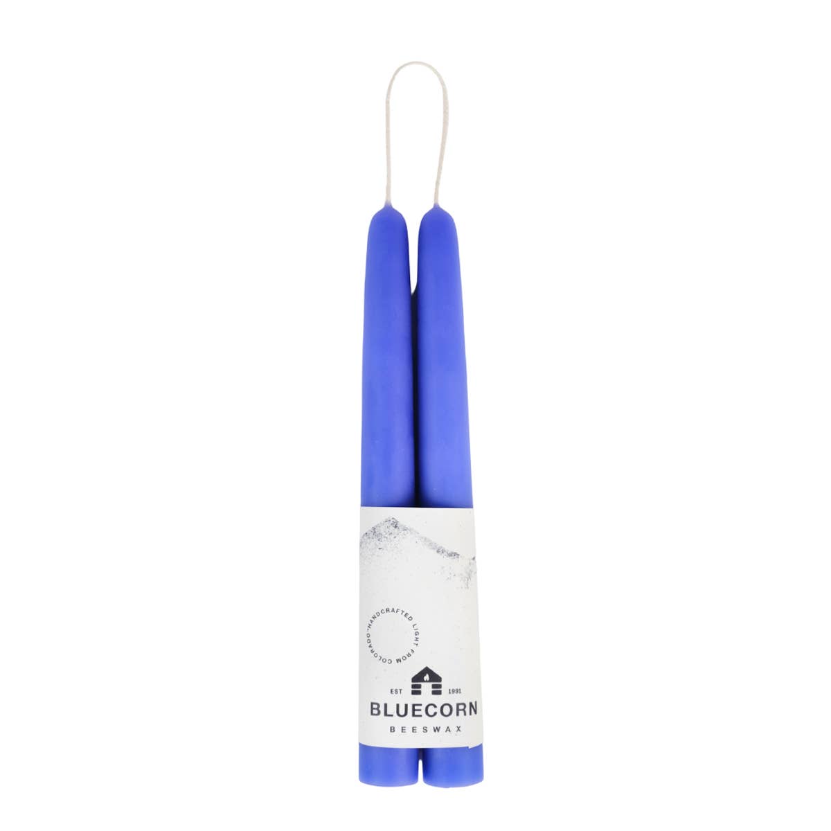 Pair of Hand-Dipped Beeswax Taper Candles: 8" / Ivory Bluecorn Candles
