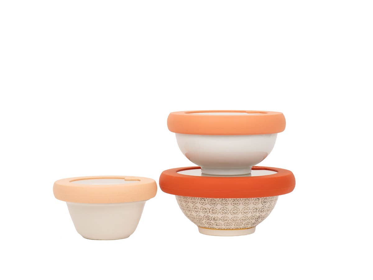 Glass Bowl Lids with Silicone Seal (Set/3) – Terra Cotta Food Huggers