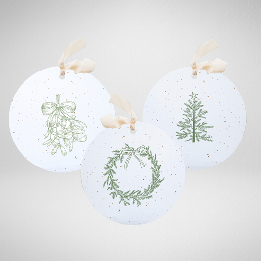 Plantable Seed Gift Tags / Ornaments Set of 3: Greenery Paper Baristas