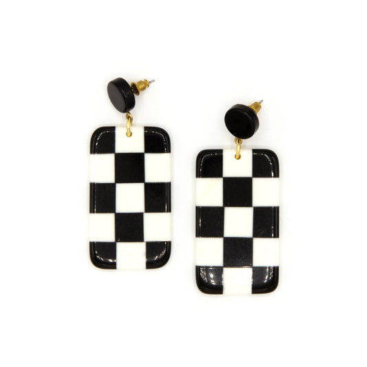 Checkered Resin Earrings Fair Anita