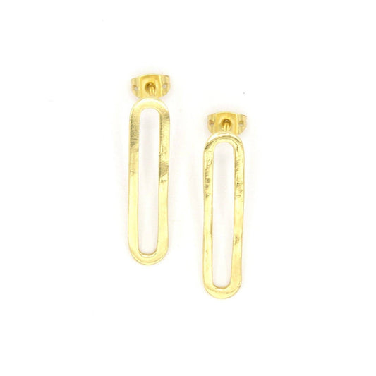 Elongated Loop Brass Stud Earrings Fair Anita