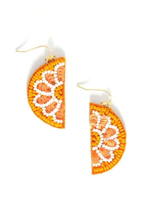 Citrus Fruit Slice Beaded Earrings - Orange or Lime Fair Anita