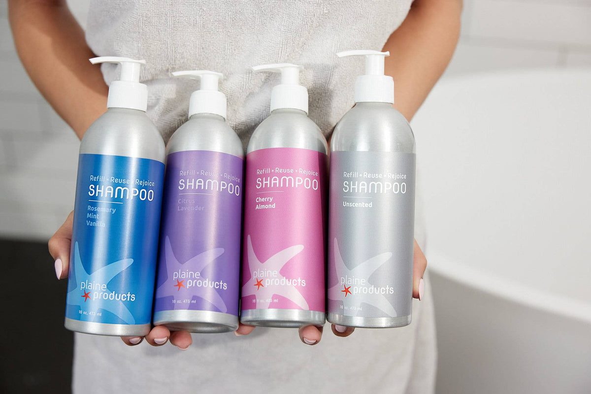 Shampoo 16 oz (pump not included) Reusable packaging Plaine Products