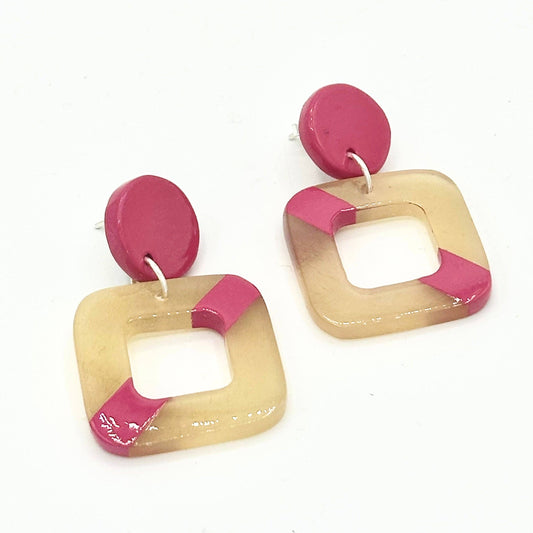 Check Box Horn Stud Earrings