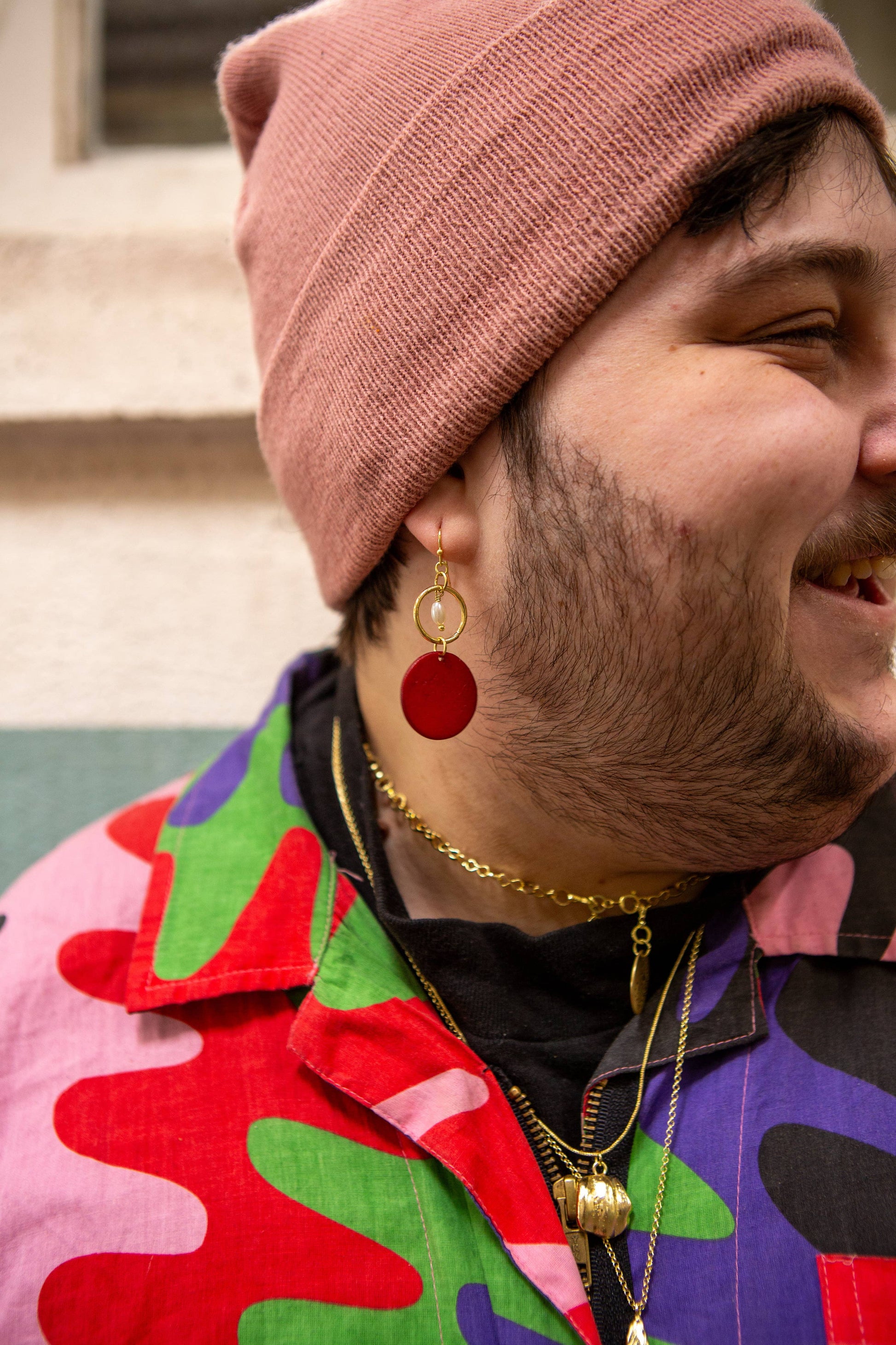 Maroon and Gold Pride Bone Earrings Fair Anita