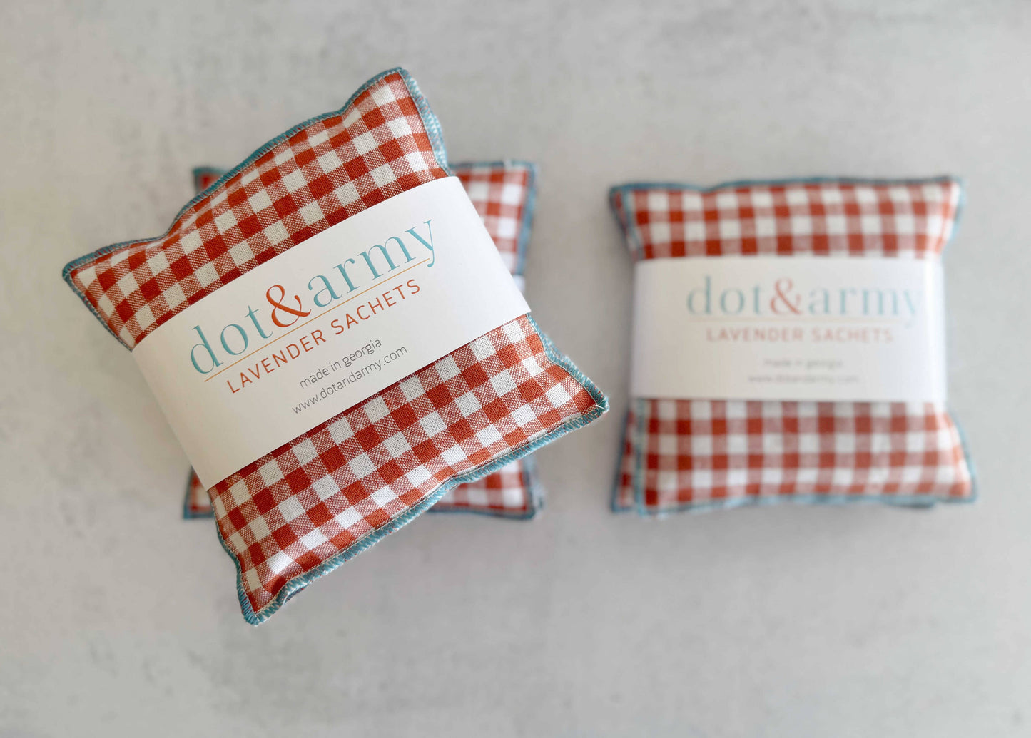 Mini Check Linen Lavender Sachets, set of two Dot and Army