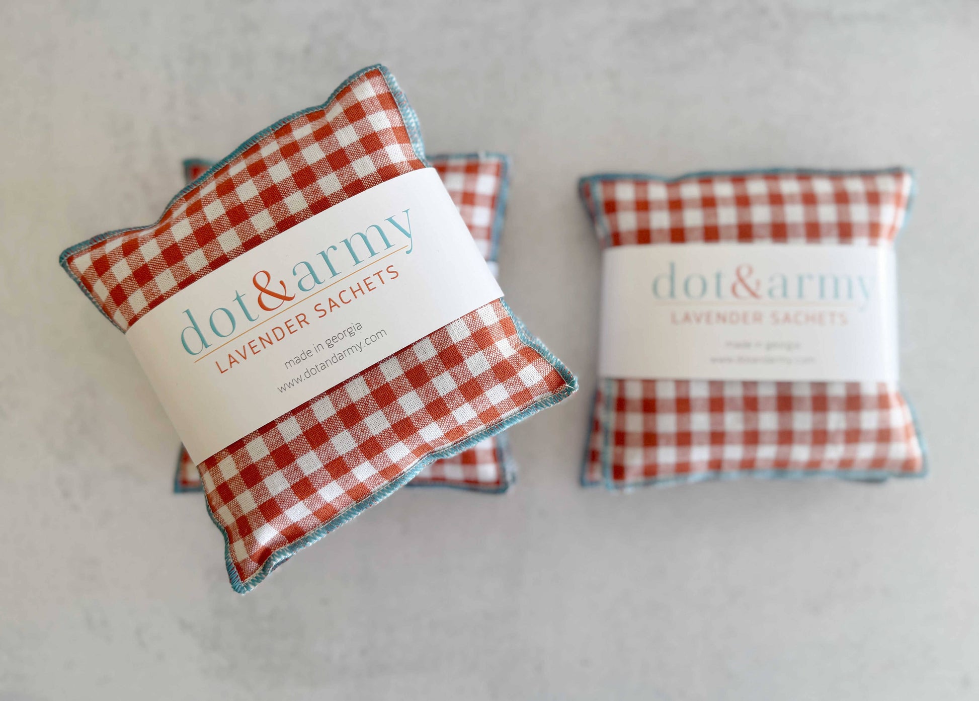 Mini Check Linen Lavender Sachets, set of two Dot and Army