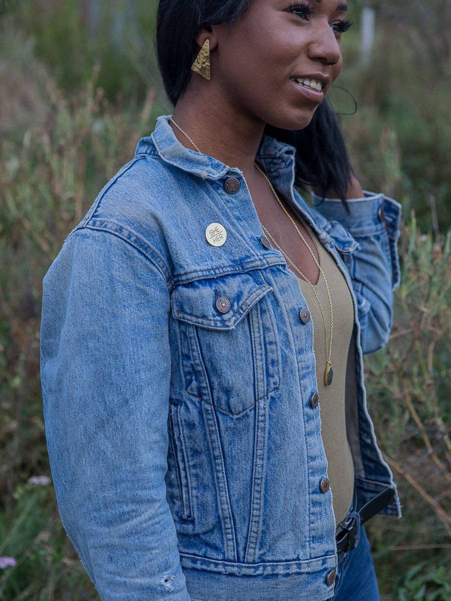 Pronoun Pins - Brass Fair Anita