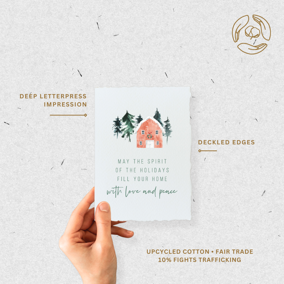 With Love + Peace | Farm Christmas Greeting Card Paper Baristas