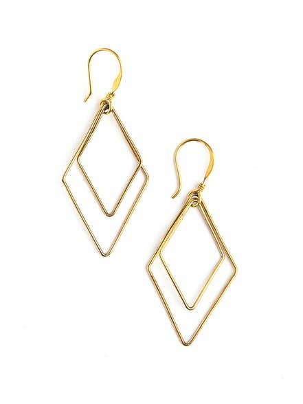 Rhombus Dangle Earrings - Gold Fair Anita