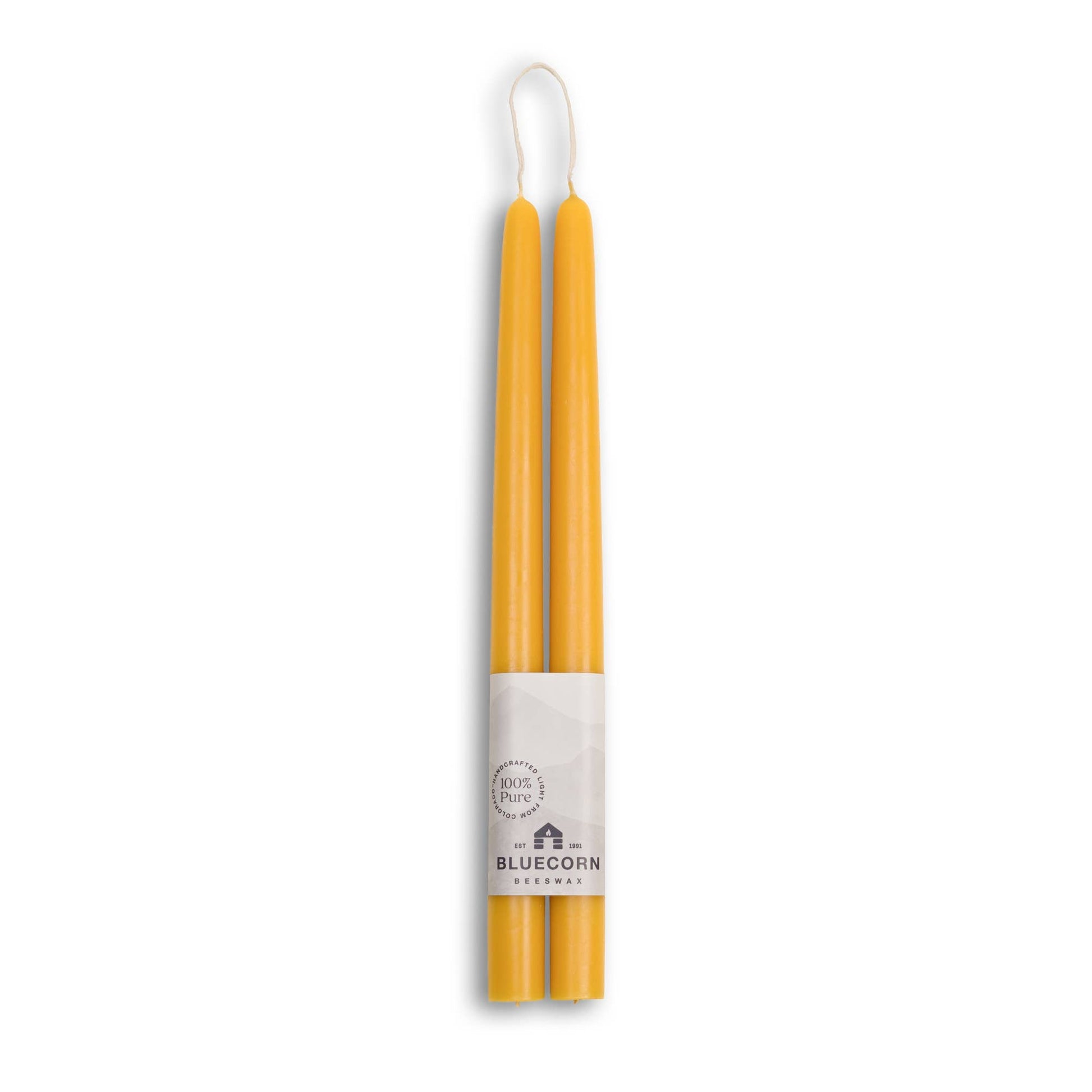 Pair of Hand-Dipped Beeswax Taper Candles — Premium Handcrafted Beeswax Tapers Bluecorn Candles