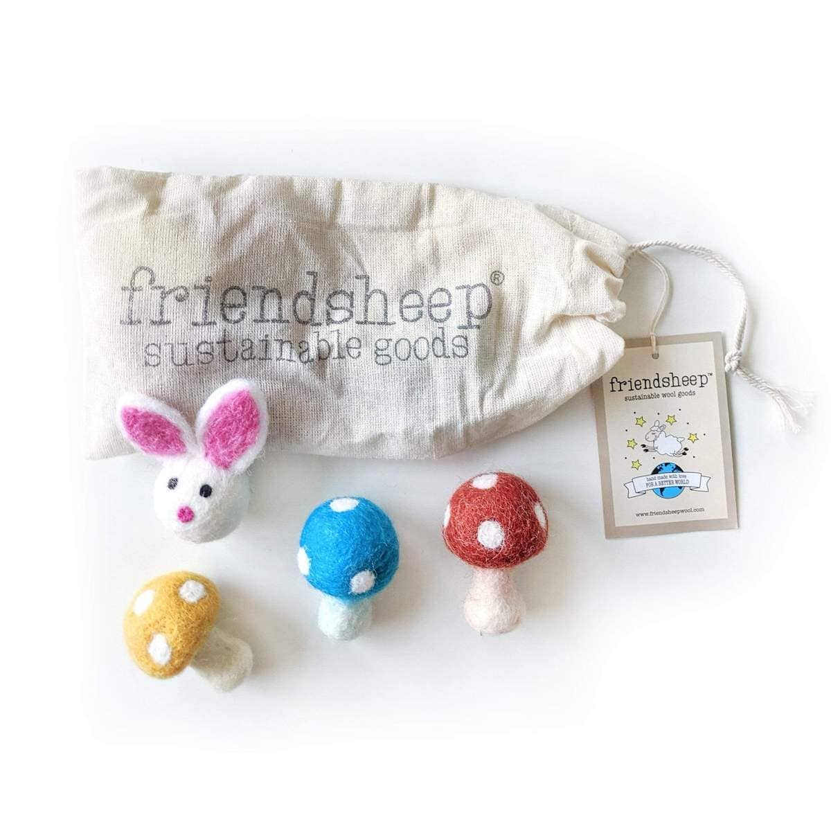 Friendsheep - Enchanted Forest Eco Toys/Fresheners - Set of 4: Pink Bunny - PACKAGE FREE Friendsheep