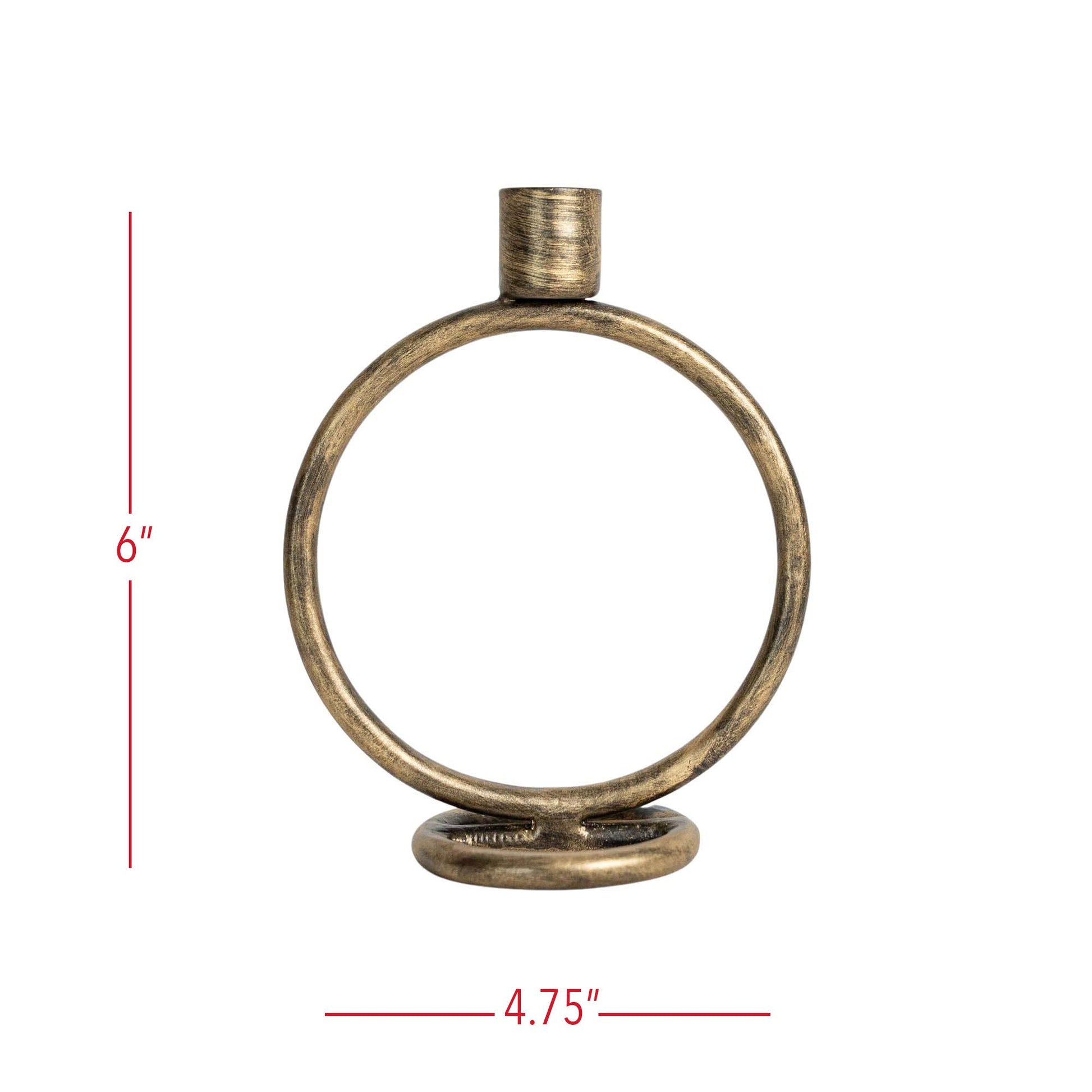 Foreside Home & Garden - Kacela Brass Round Sculpture Taper Candle Holder Metal Foreside Home & Garden