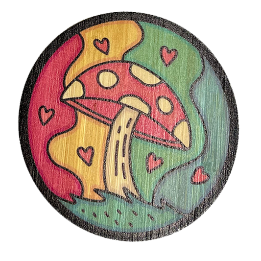 Bamboo Wood Stickers - Magic Mushroom Bamboo Wood Stickers