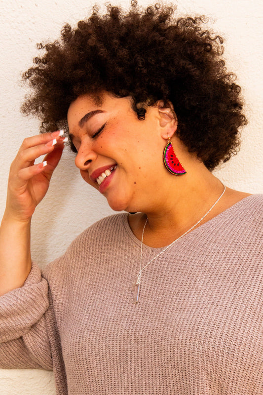 Beaded Fruit Earrings - Watermelon Fair Anita