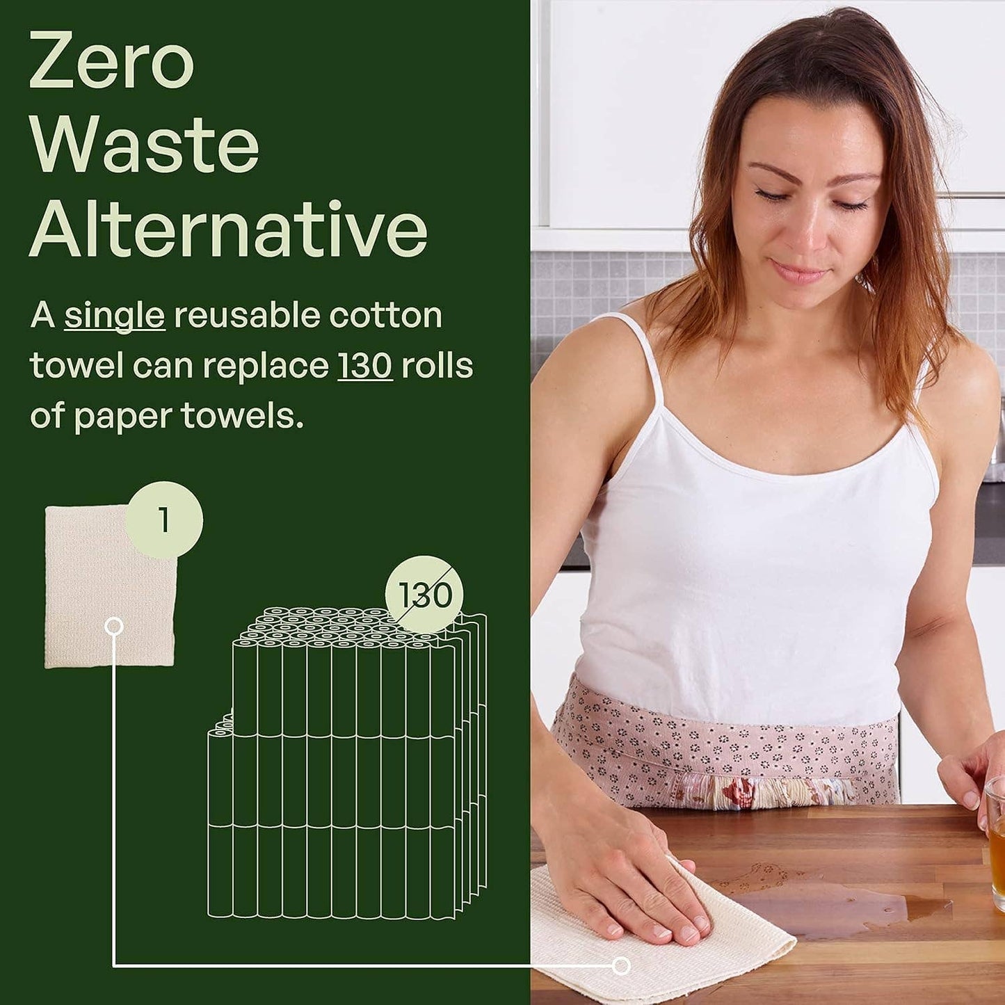 MioEco Unpaper Towels Organic Cotton Reusable Large 5 Pack MioEco