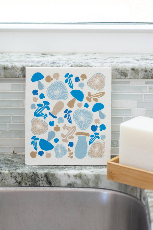 WASHCLOUD® BLUE SHROOM™ Swedish Dish Cloth - No Tox Life No Tox Life