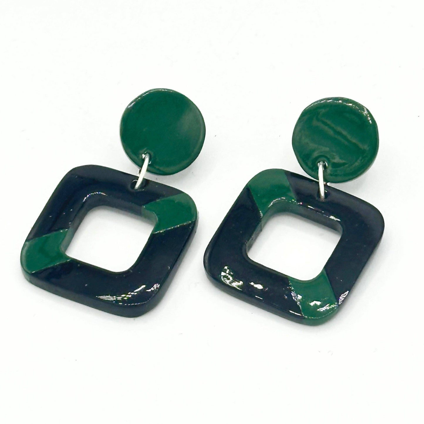 Check Box Horn Stud Earrings