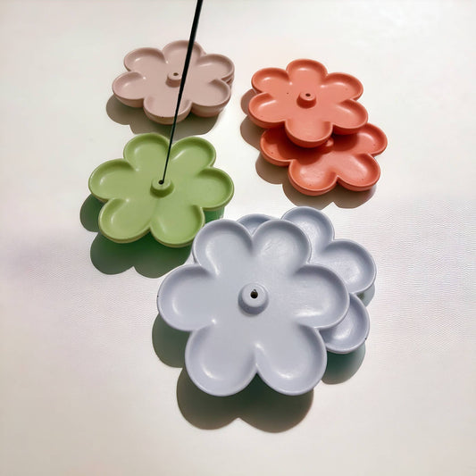 Fire and Moth Co - Colorful Concrete Flower Incense Holder: Matte / Sage Green Fire and Moth Co